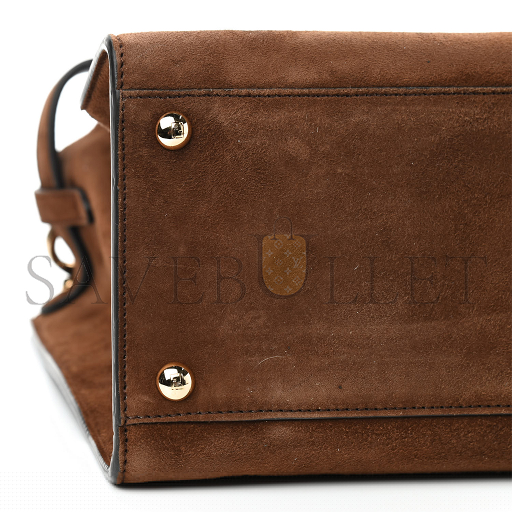 F**di camoscio glazed fabric ff 1974 medium peekaboo x-lite marrone mogano panna 852479 (29*25*15cm)